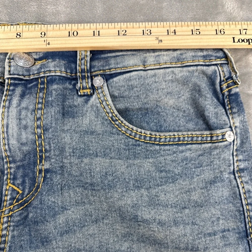 True Religion Jeans Mens 32x34 Ricky Blue Straight Leg Signature Stitch NEW